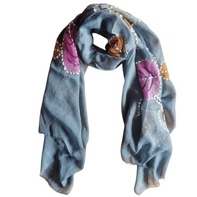 Pure wool blue and mulit-coloured winter scarf
