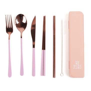 Take Me Away Cutlery Kit - Rose Gold with Lilac Handle