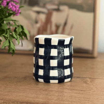 navy gingham candle