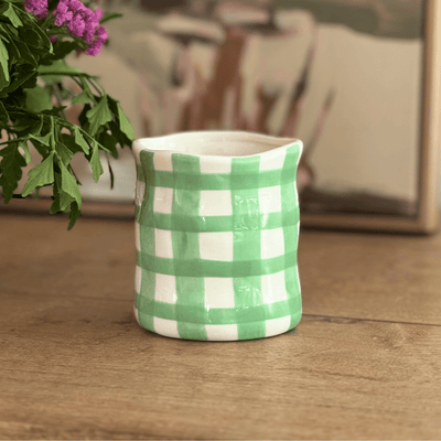 mint green gingham candle