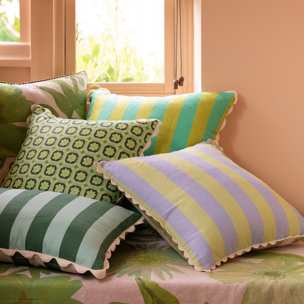 Bold Stripe Blue Lime 50cm Cushion