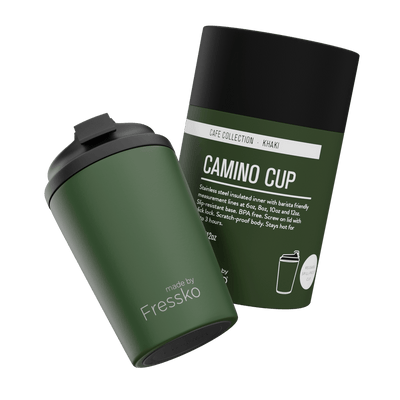 Fressko Camino 12oz Khaki coloured reusable coffee cup