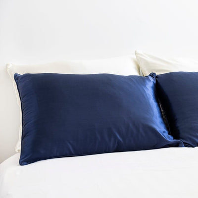 Luxury Silk Pillowcase - French Navy with Navy Piping