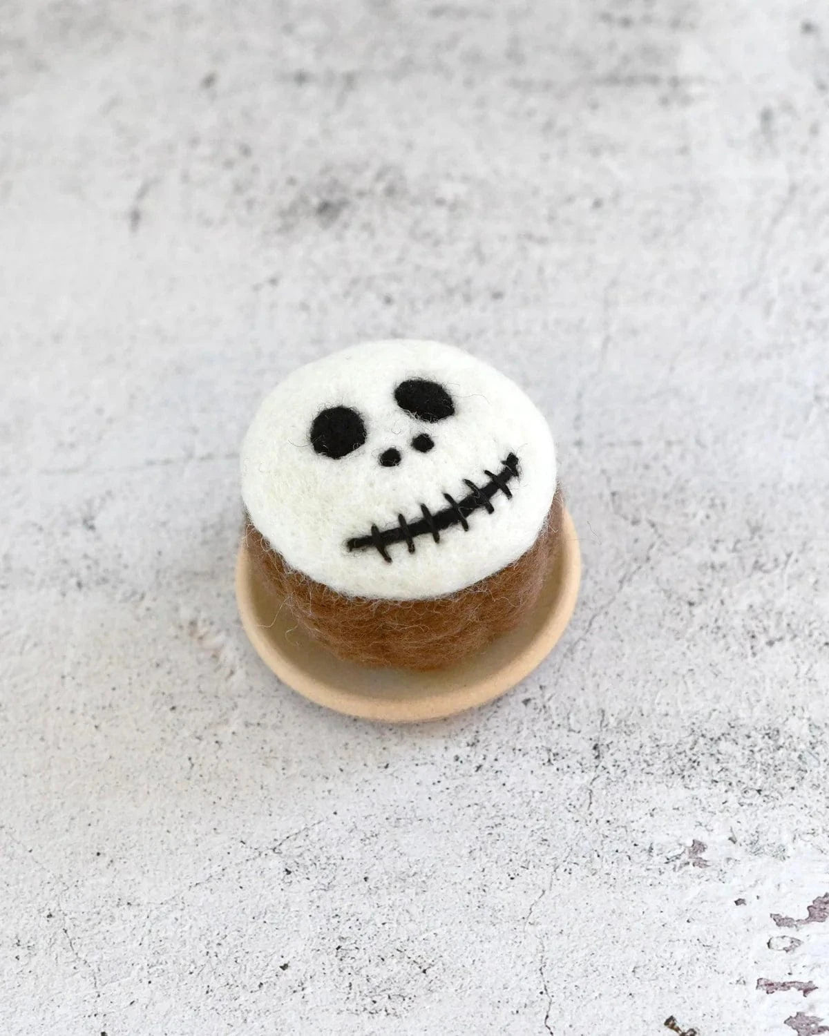 Felt Cupcake | White Spooky Skull
