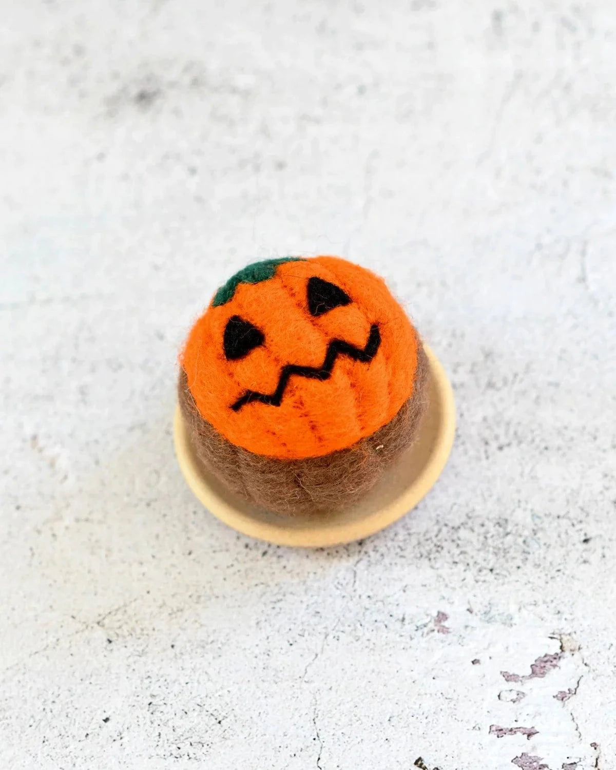 Felt Cupcake | Orange Jack O Lantern