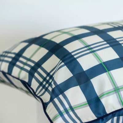 Luxury Silk Pillowcase - Navy Check