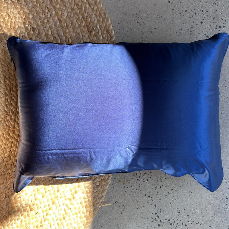 Luxury Silk Pillowcase - French Navy with Navy Piping