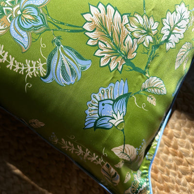Luxury Silk Pillowcase - Green Floral