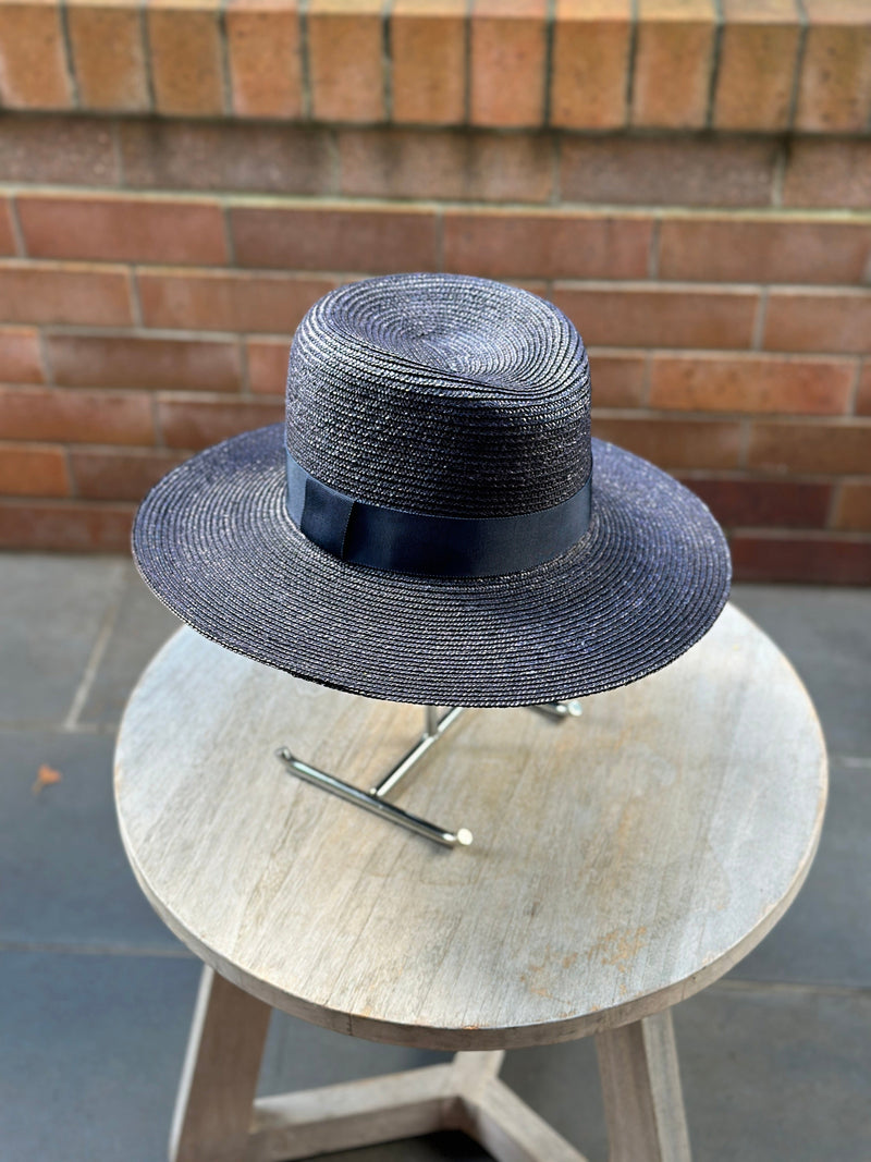 Navy Milan Straw Hat