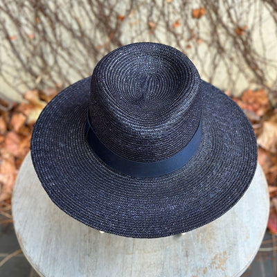 Navy Milan Straw Hat