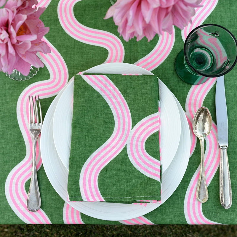 Green + Highlighter Pink Spaghetti Napkins