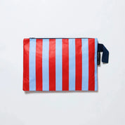 Red Blue Stripe Large Zip Pouch