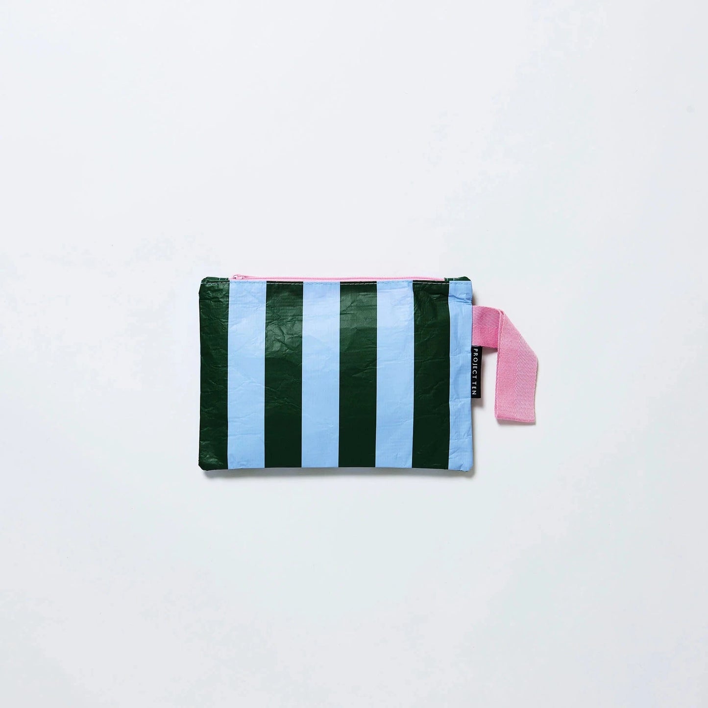 Green Blue Strip Mini Zip Pouch