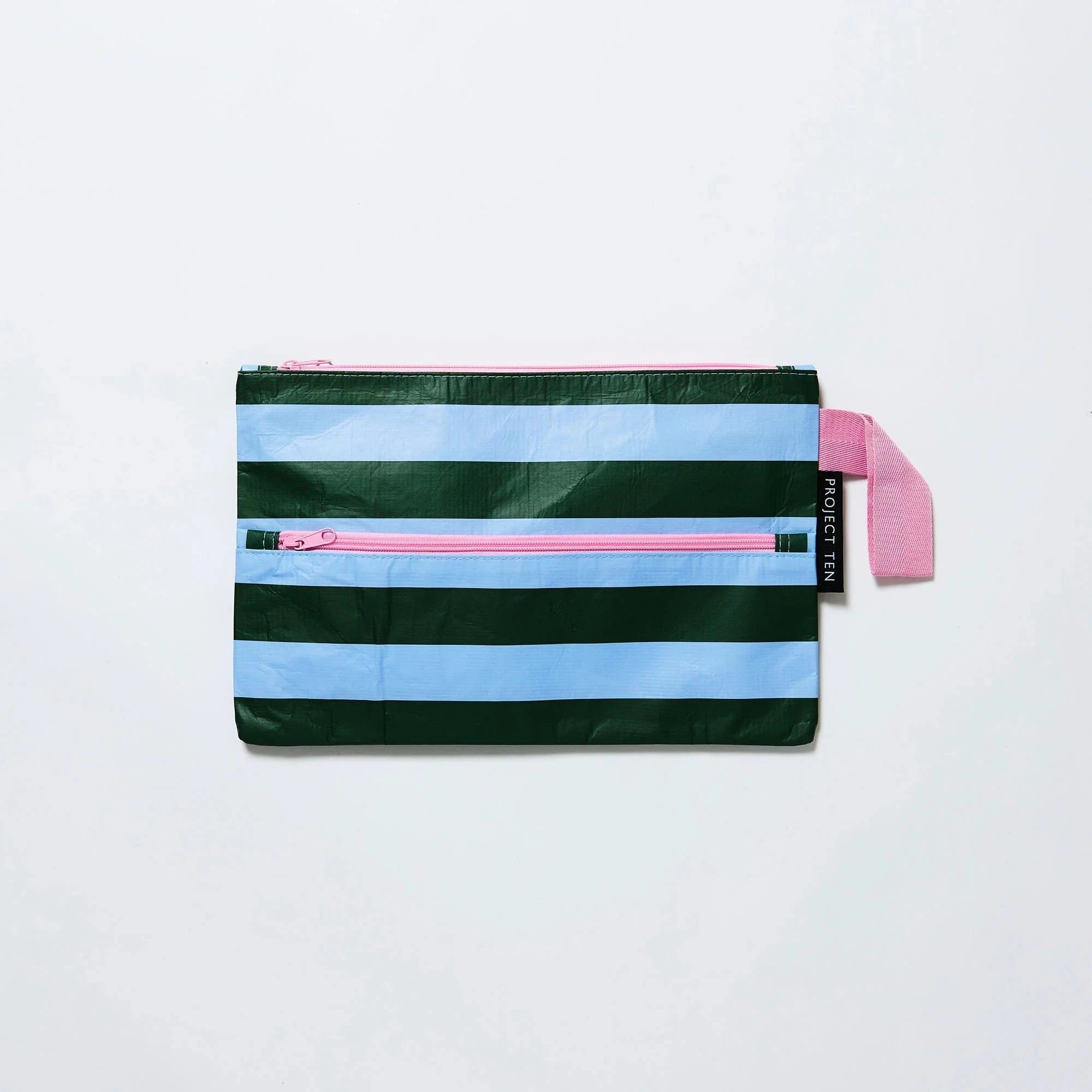 Green Blue Stripe Pencil Case
