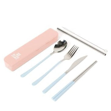 Take Me Away Cutlery Kit - Silver with Powder Blue Handle