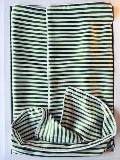 Luxury Silk Pillowcase - Green and White Stripe