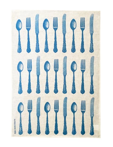 Blue Cutlery Tea Towel