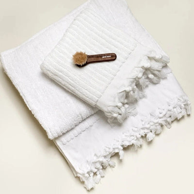 Miss April White Stripe Bath Sheet