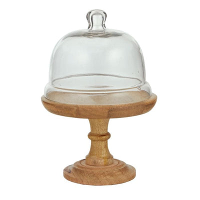 Cal Footed Wood/Glass Cloche 20x23cm - Natural