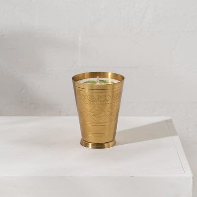 Handpoured Soy Candle in Brass Lassi Cup - Tonic