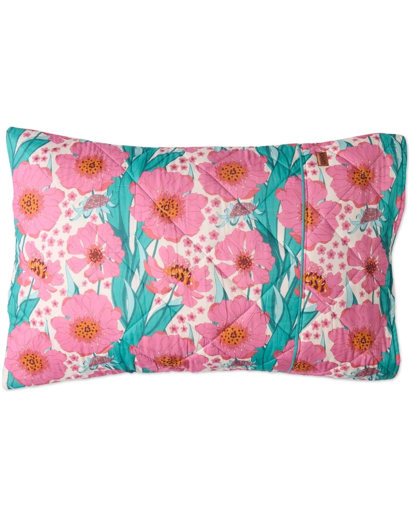 Tumbling Flowers Pink Organic Cotton Quilted Pillowcases 2P