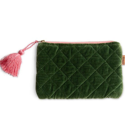 green velvet cosmetic purse