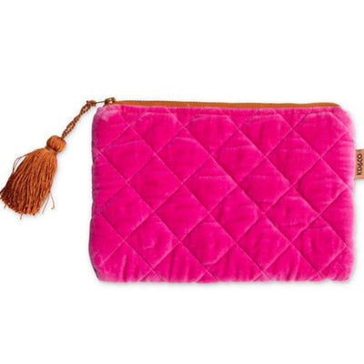 hot pink velvet cosmetic purse