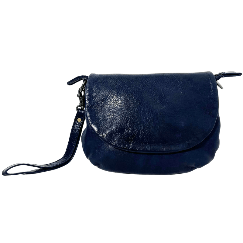 NAVY LEATHER CLUTCH