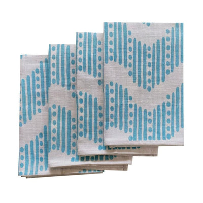 Pale Blue RikRac linen napkins (set of 4)