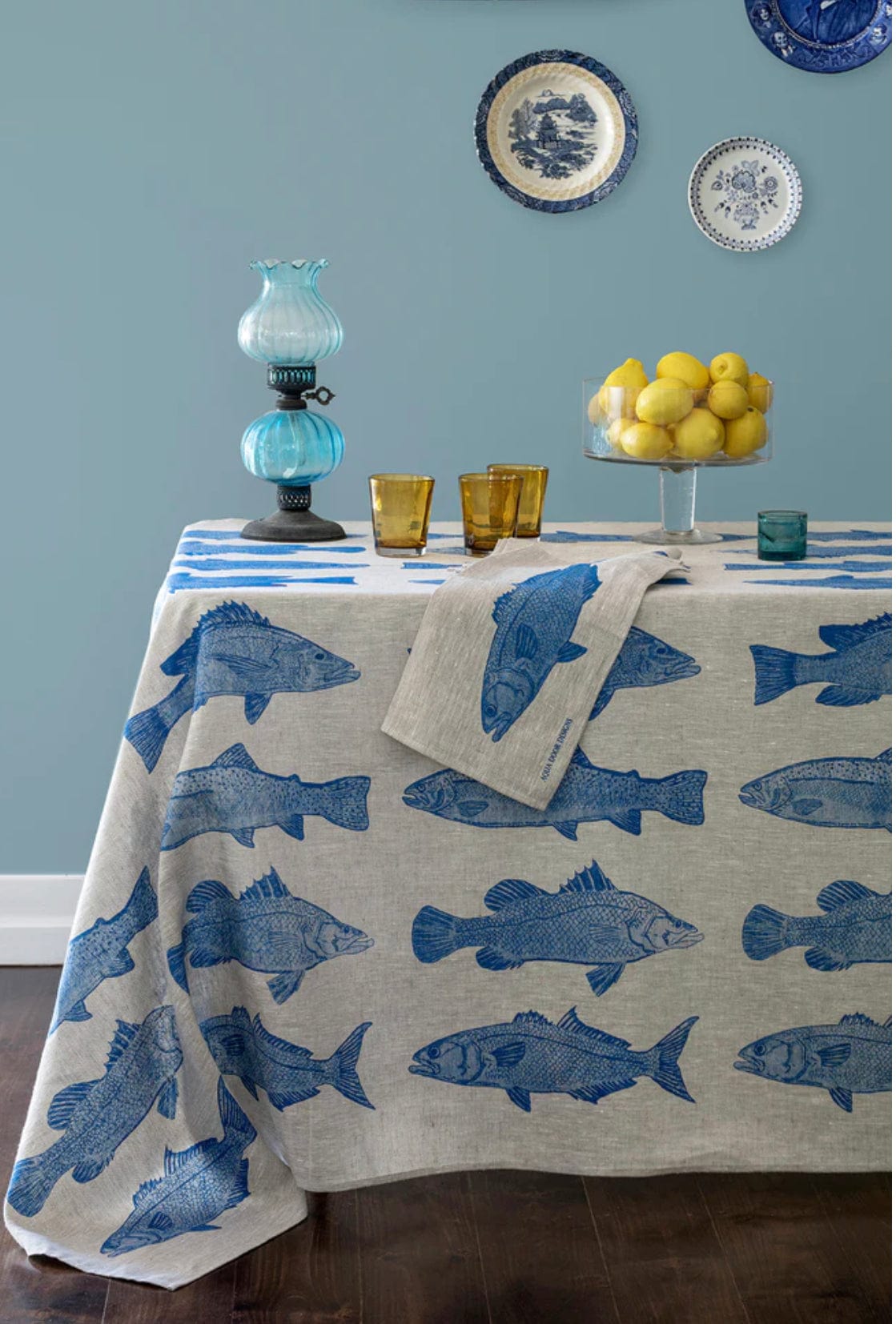 Cobalt Fish Linen Napkins