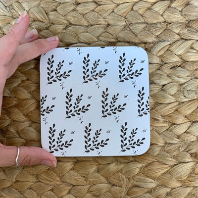 Corked Back Coasters - set of 4 - Organic Leaf