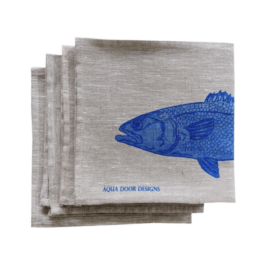 Cobalt Fish Linen Napkins