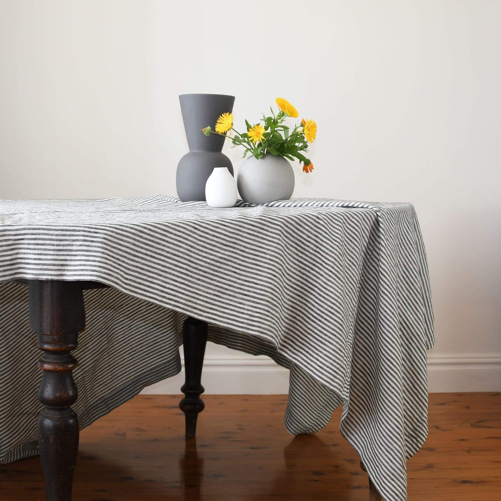 Long Tablecloth | Salt + Pepper Stripe