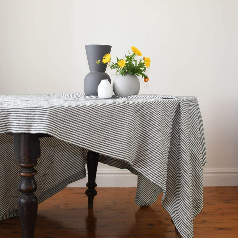 Extra Long Tablecloth 1.8 x 3.4m - Salt & Pepper Stripe