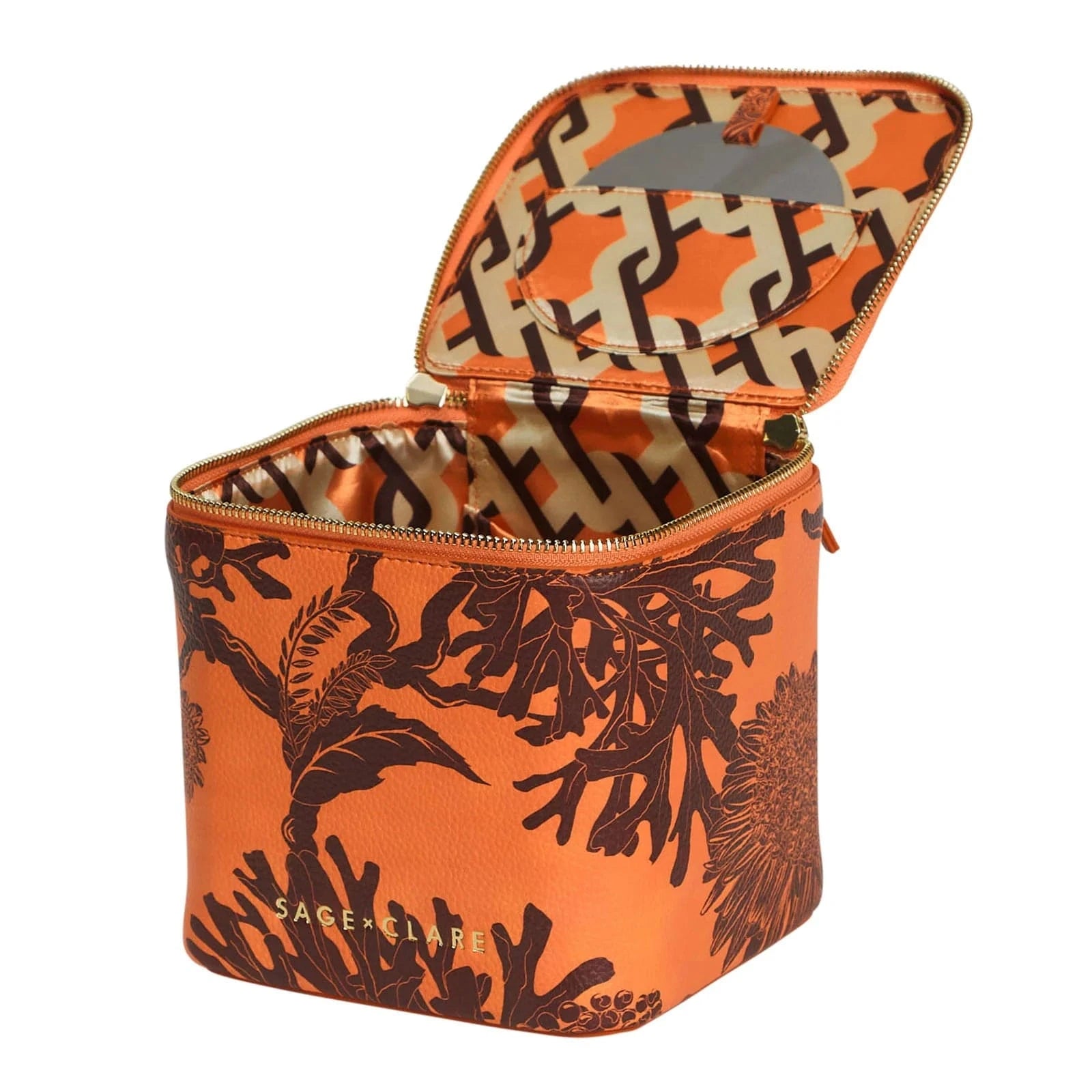 Delphine Small Vanity Case | Vivid Coral
