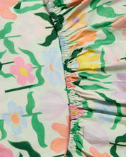 Popping Flowers Green Organic Cotton Baby Fitted Sheet | Cot
