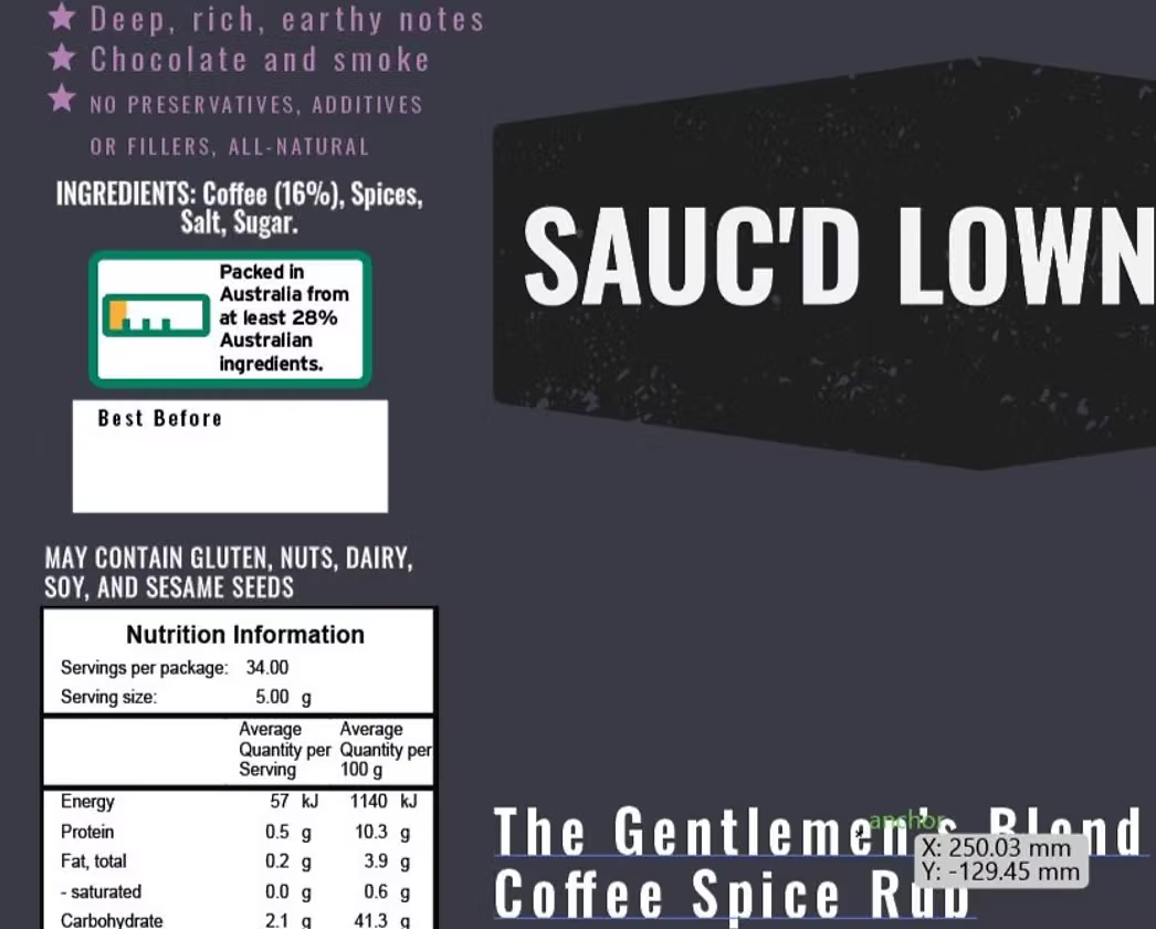 Sauc'd Low'n'slow: The Gentlemen's Blend Coffee Spice Rub Shaker | 170G