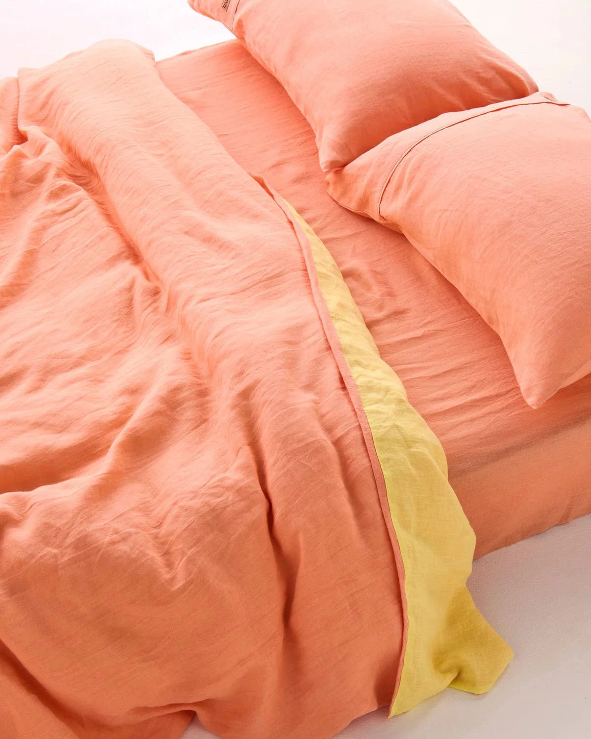 Coral Blossom Linen Fitted Sheet