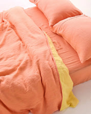 Coral Blossom Linen Fitted Sheet
