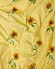 Sunflower Delight Embroidered Cotton Quilt Cover | Single