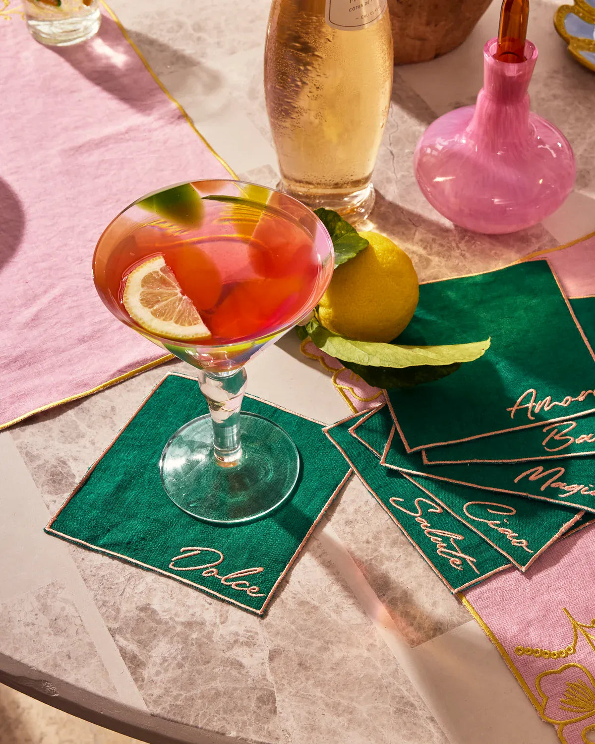 Cocktail Hour Embroidered Cocktail Napkins | Set of 6