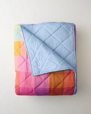 Ponza Tartan Organic Cotton Quilted Bedspread Large