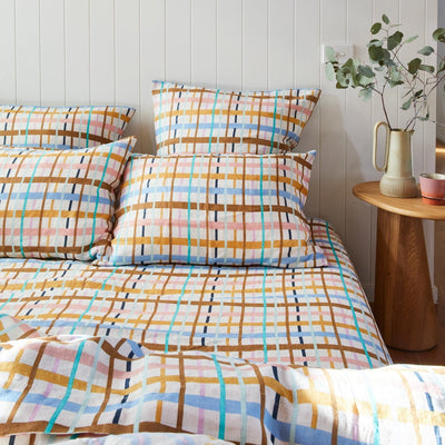 Cady Check Linen Fitted Sheet