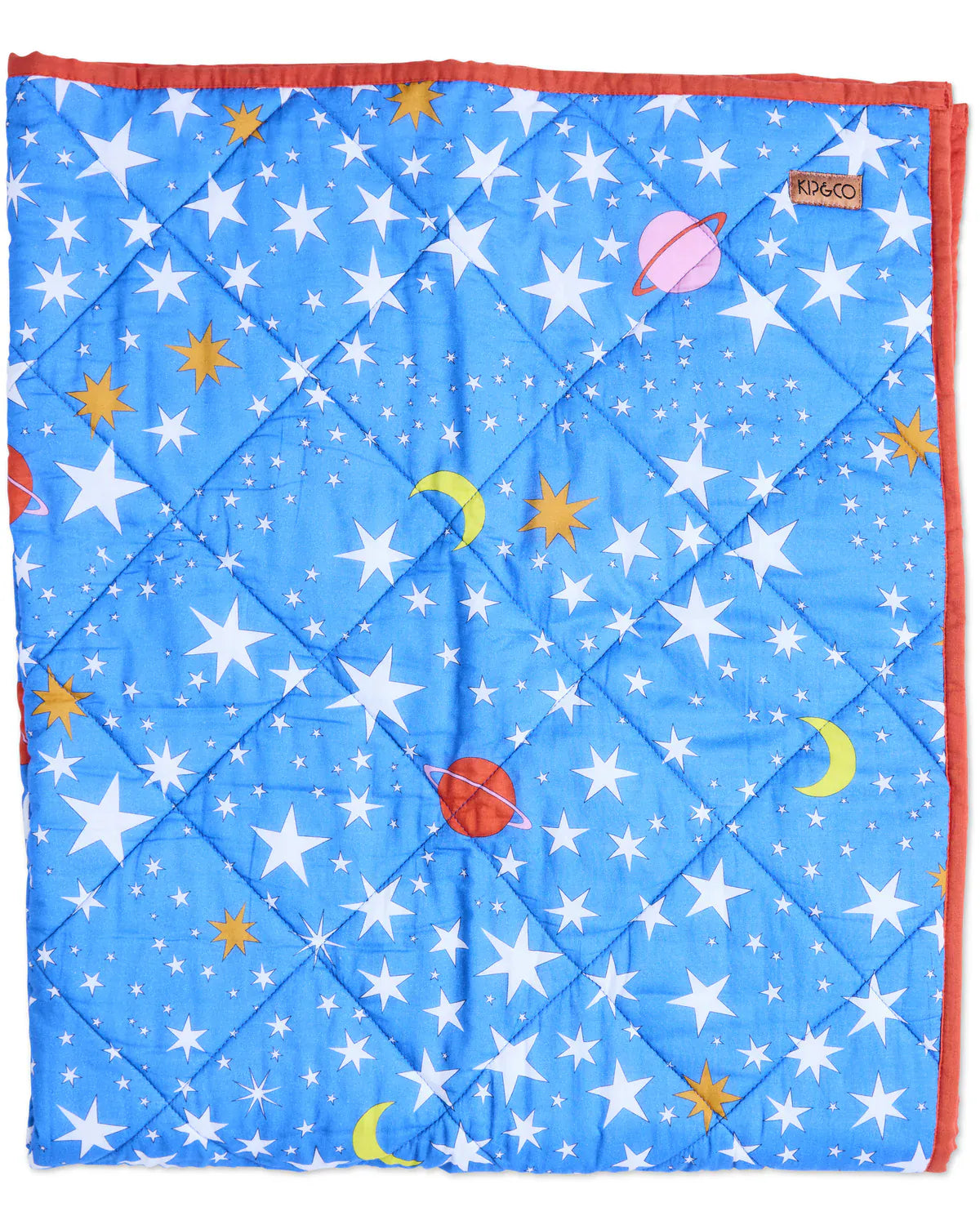 Stars And Moon Organic Cotton Quilted Cot Bedspread