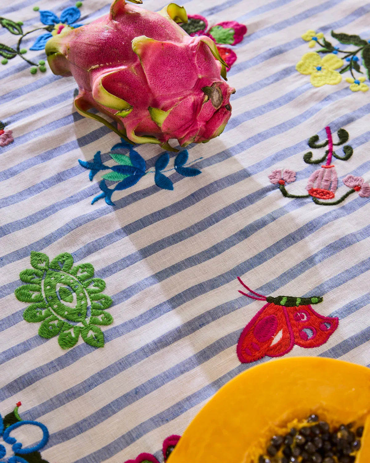 Kip&Co x Anna Spiro Malabar Floral Embroidered Tablecloth | Standard Rectangular