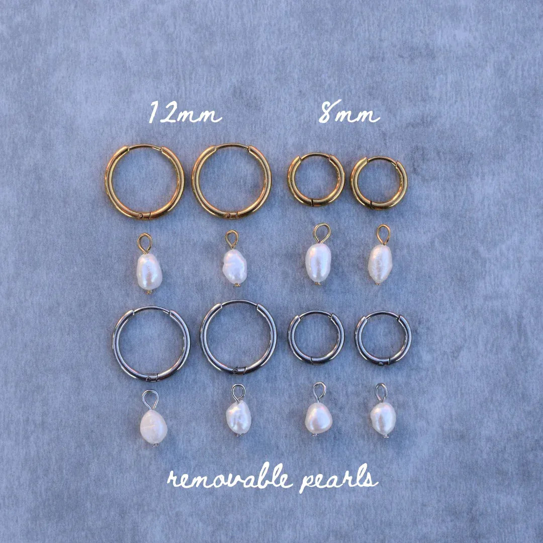 Pearl Hoops | Silver / Small