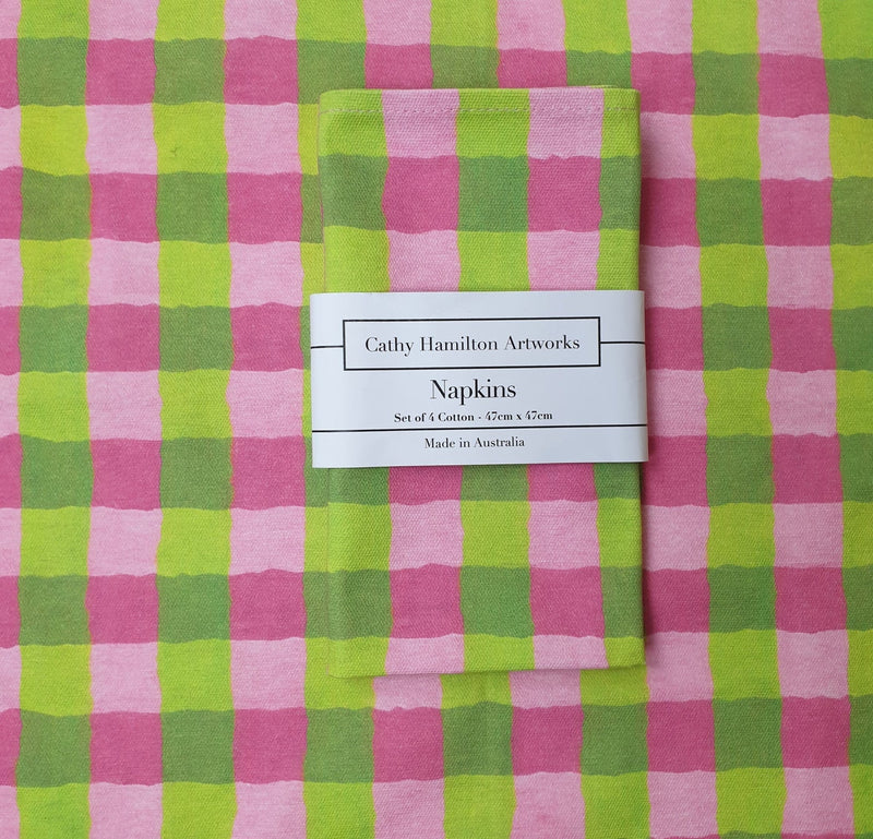 Gingham Napkin (set of 4) Pink & Green
