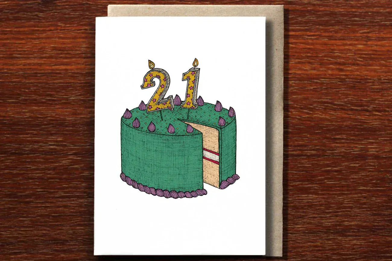 Birthday Card | Twenty-First Birthday Cake