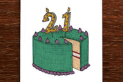 Birthday Card | Twenty-First Birthday Cake