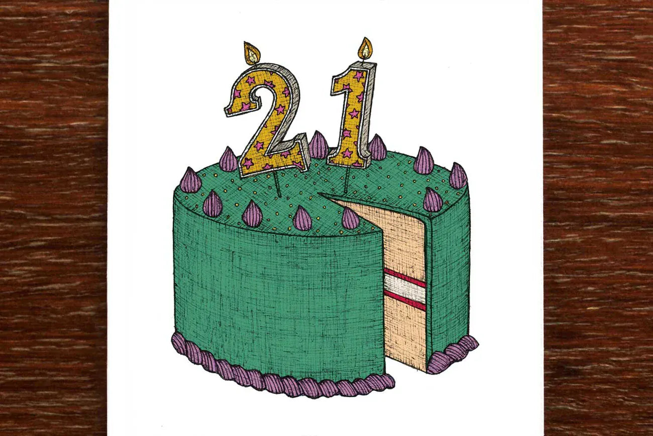 Birthday Card | Twenty-First Birthday Cake